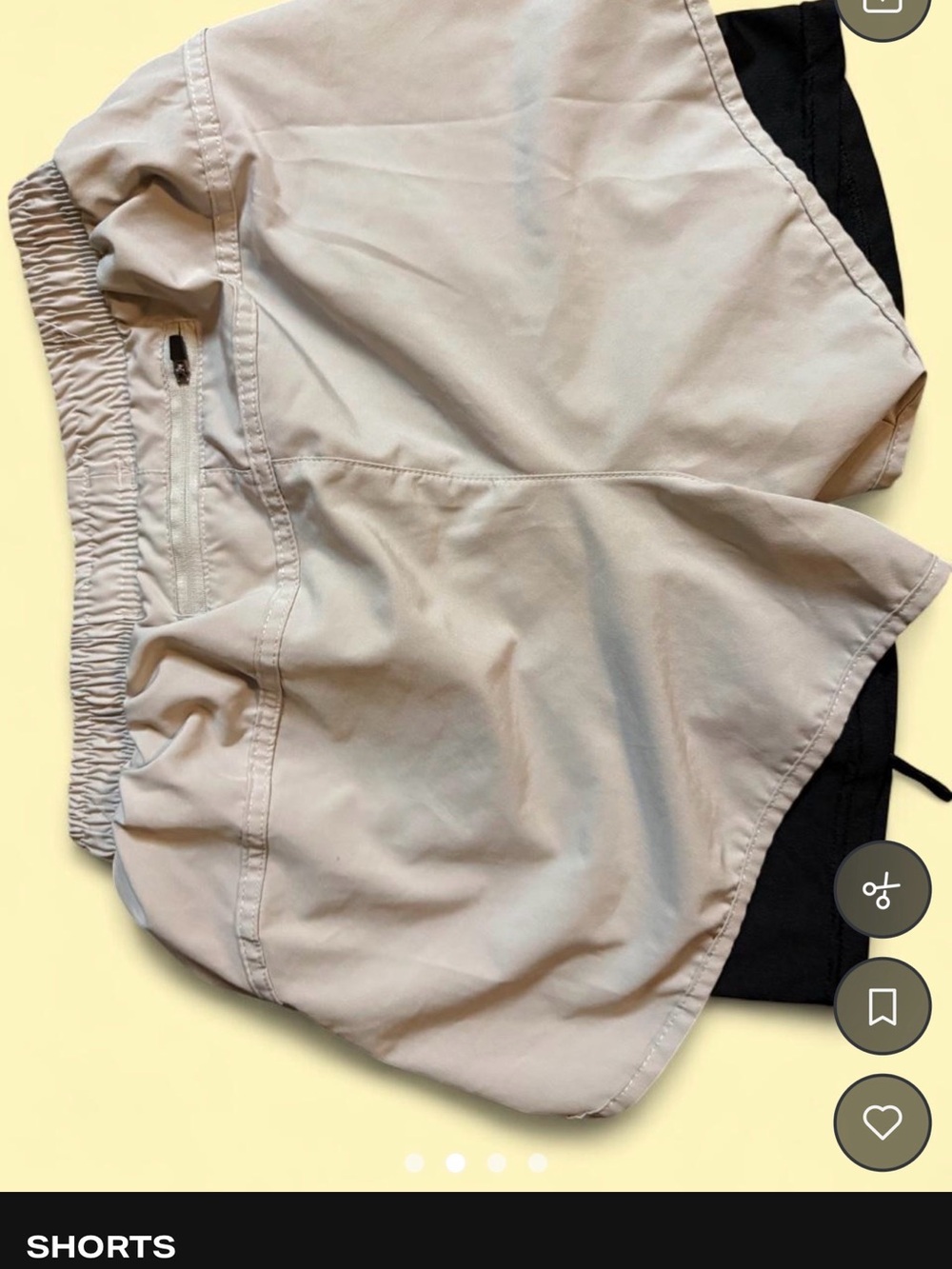 Light Beige Athletic Shorts with Black Inner Liner